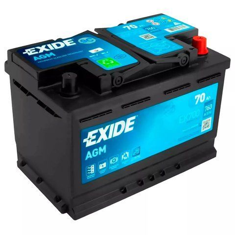 Акумулятор EXIDE AGM 12V 70Ah 760A R+ 278 мм х 175 мм х 190 мм (EK700) EK700 фото