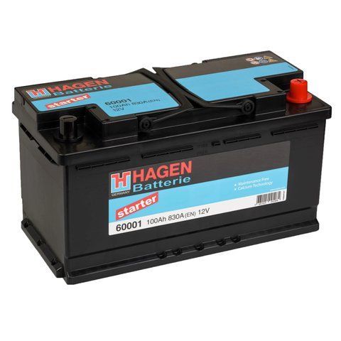 Акумулятор HAGEN BATTERIE 12V 100Ah 830A R+ 353 мм х 175 мм х 190 мм (60001) 60001 фото